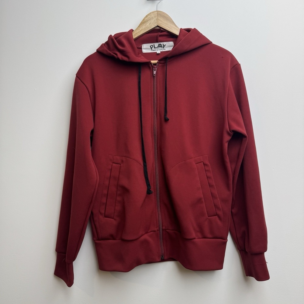 Comme Des Garcons CDG Play x Invader Hoodie Men's Medium Red Sweatshirt Zipped